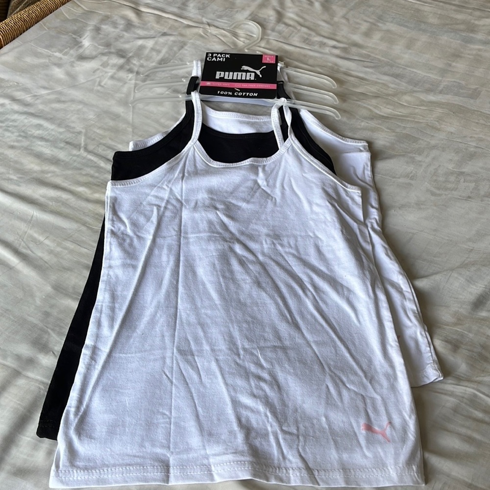 NWT Puma 3 pack girls cotton camisole set in size large 12-14